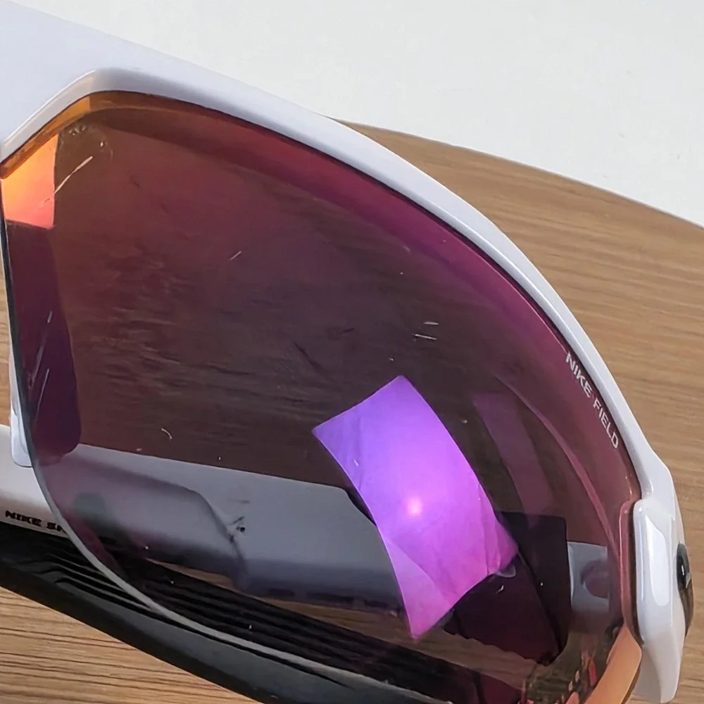 Nike Show X3 Sunglasses Mens 72-09-130 White Purple Mirrored Shield DN9252